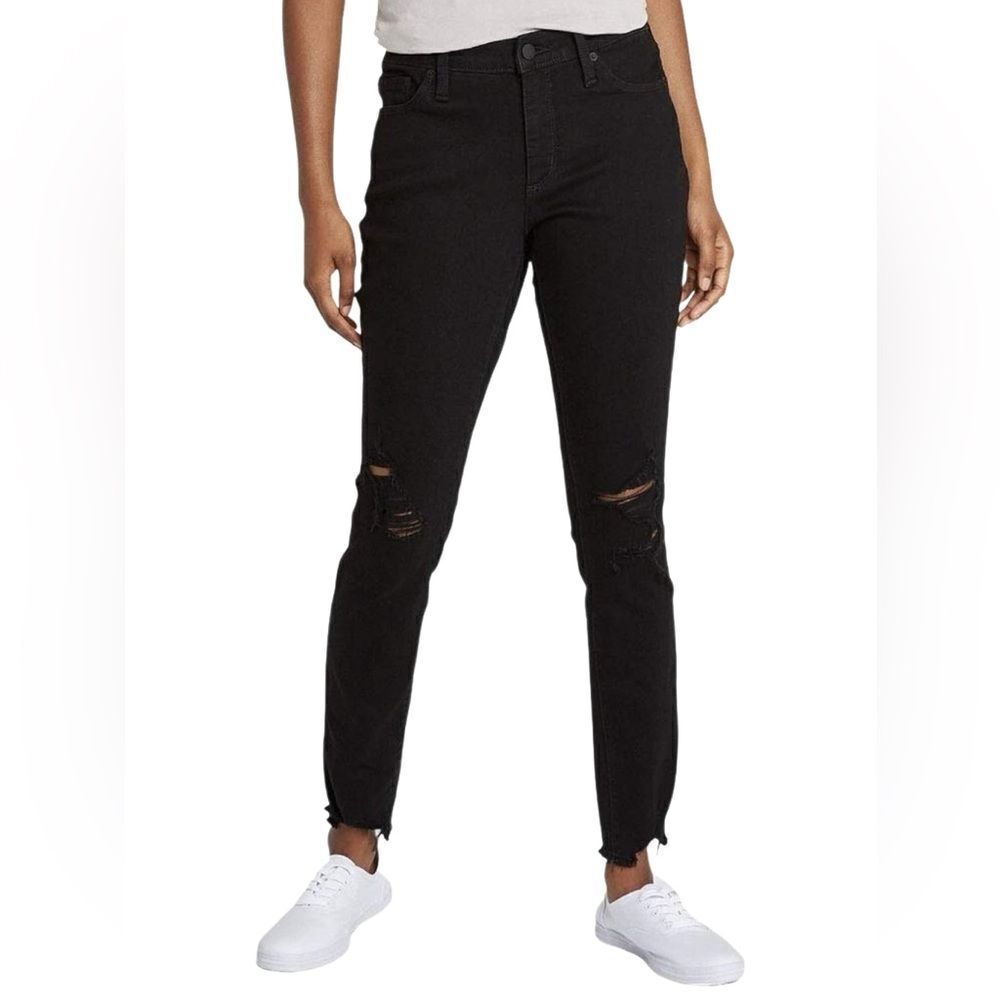 Universal Thread Women's Mid-Rise Distressed Black Skinny Jeans Size 4/27